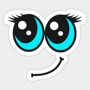 Cute Blue Eyed Smiling Face Sticker